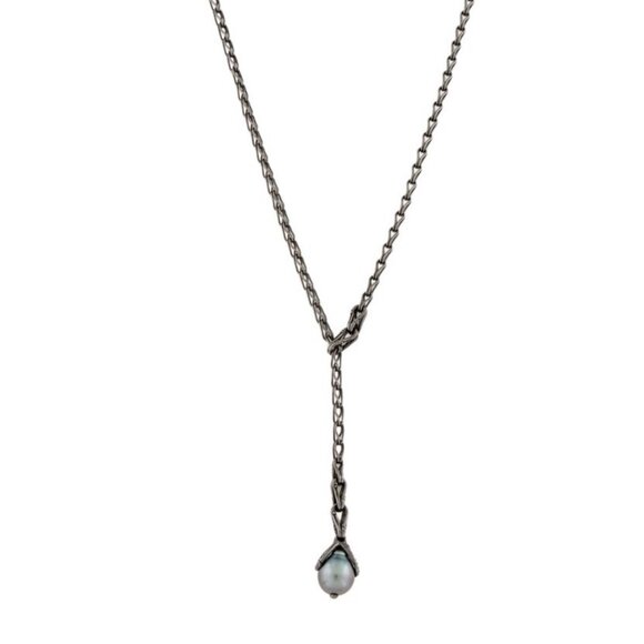 John Hardy Jewelry - JOHN HARDY PEARL & DIAMOND STERLING SILVER 925 BAMBOO LAVALIER NECKLACE